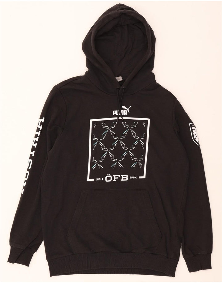 PUMA Mens Austria Graphic Hoodie Jumper Medium Black Cotton