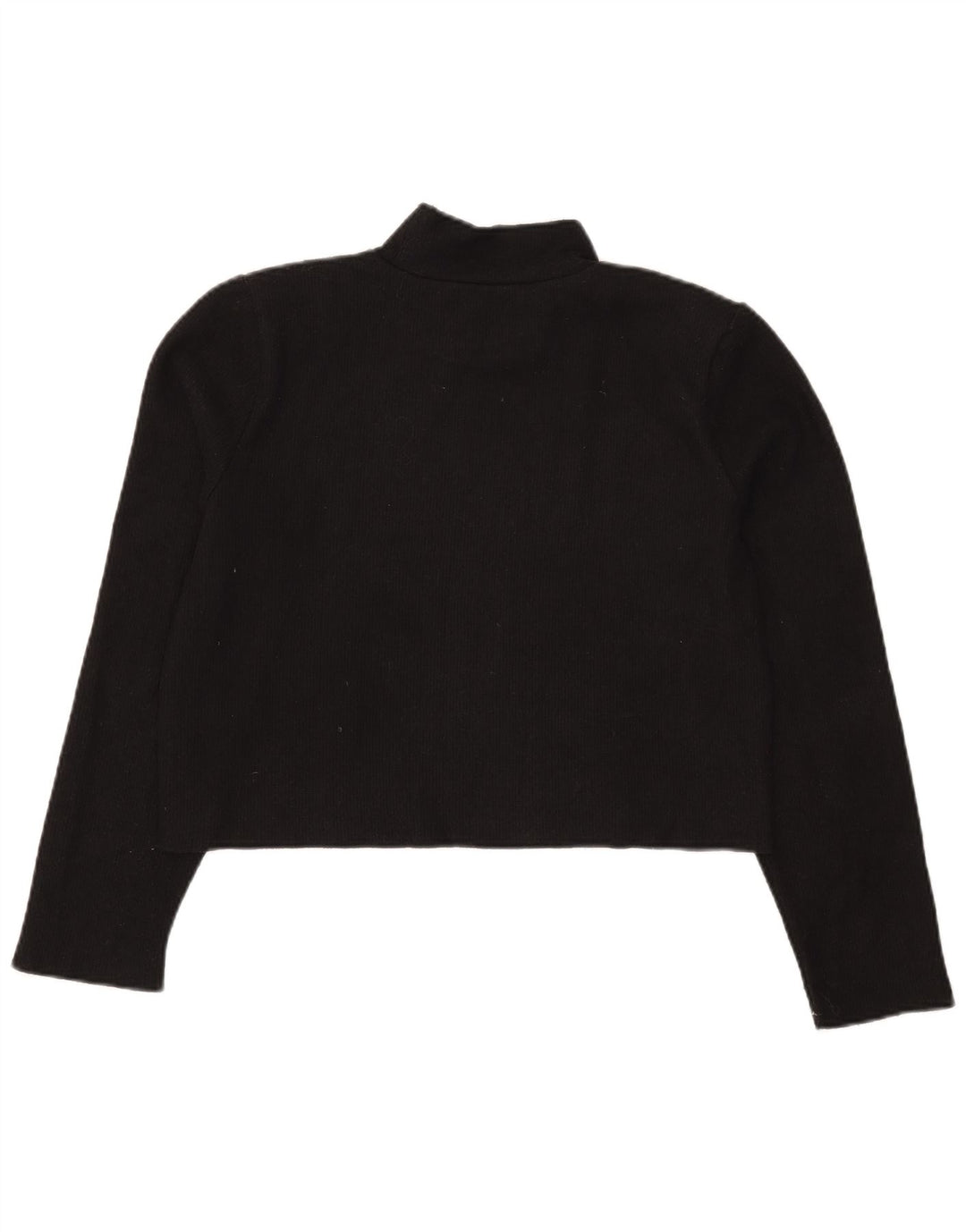 Zara Damen Crop Top Langarm UK 14 Medium Schwarz Polyester