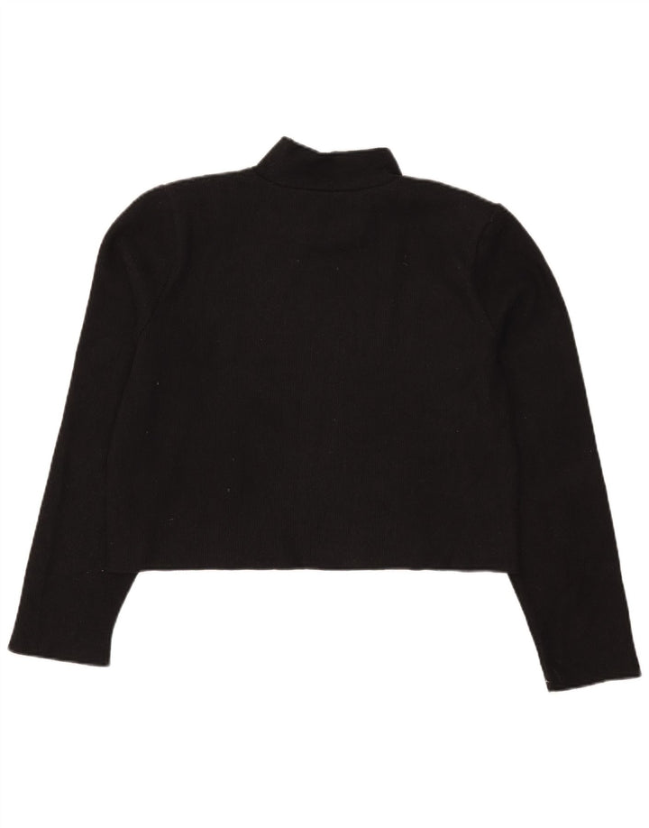 Zara Damen Crop Top Langarm UK 14 Medium Schwarz Polyester