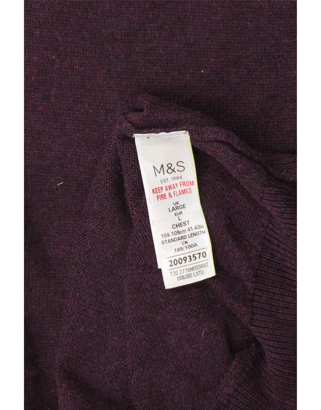 Marks & Spencer Herren-Weste, Tanktop, Größe L, Burgunderrot, Baumwolle
