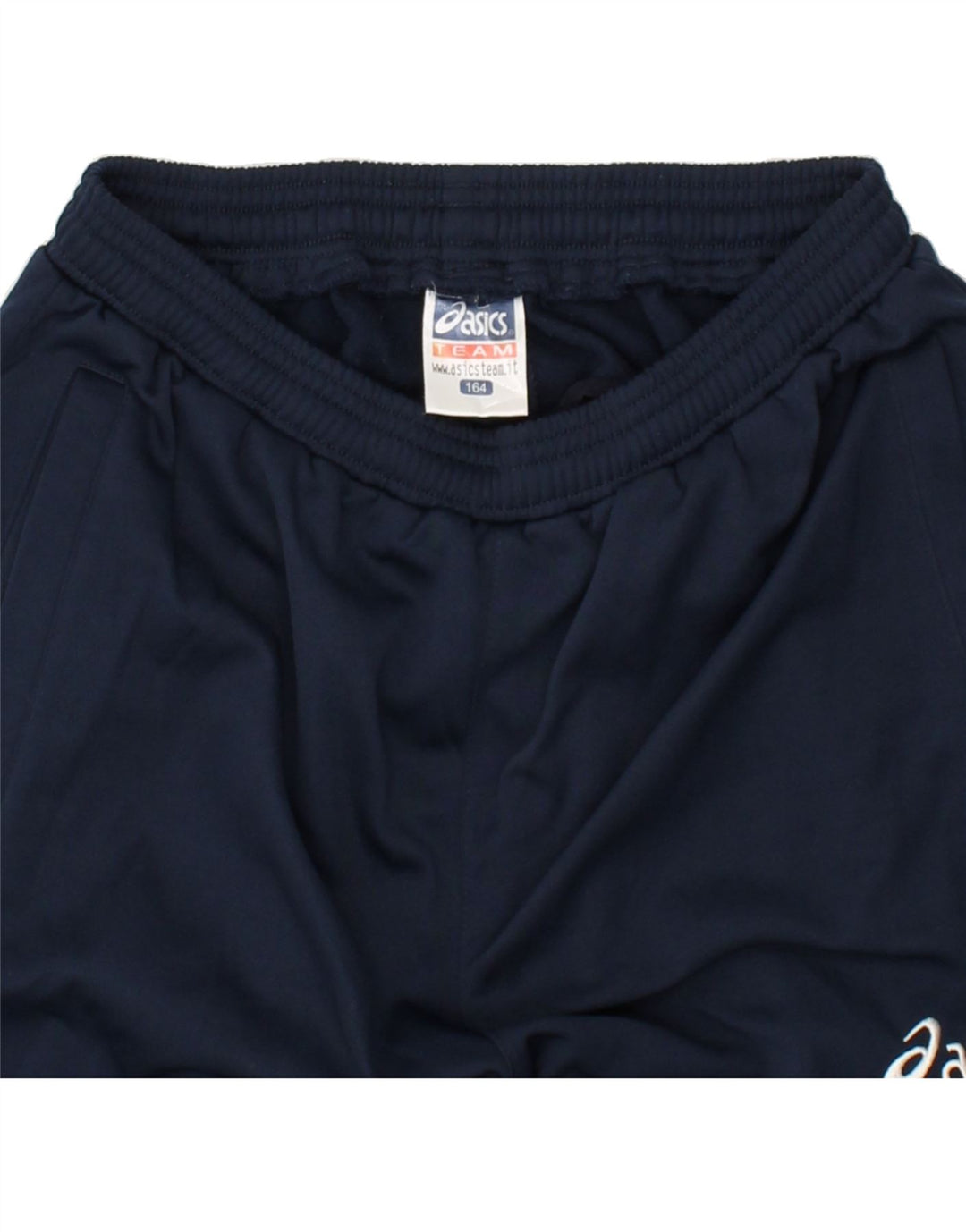 ASICS Boys Tracksuit Trousers Joggers 13-14 Years Navy Blue Polyester | Vintage Asics | Thrift | Second-Hand Asics | Used Clothing | Messina Hembry 