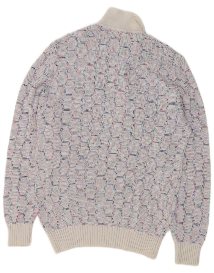 VINTAGE Herren-Pullover mit Rollkragen, mittelblau, geometrisch