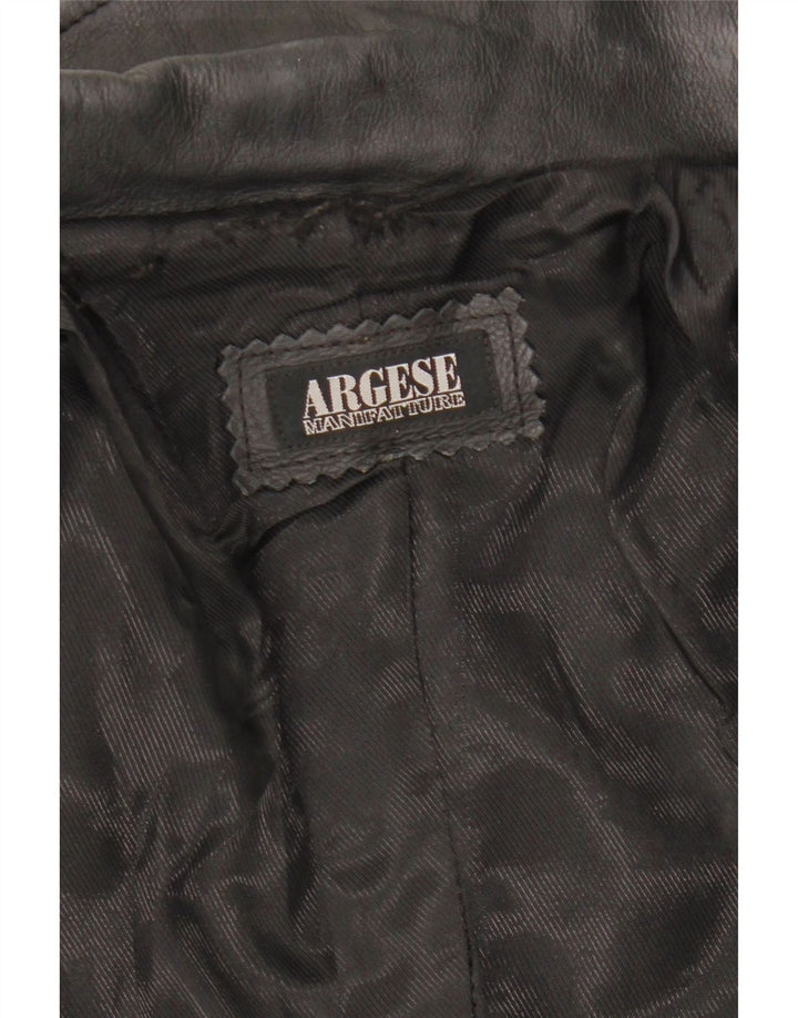 VINTAGE Damen Ledermantel UK 10 Small Schwarz