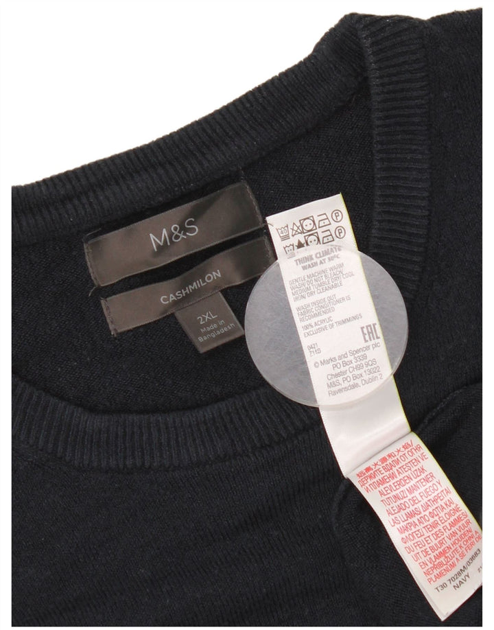 Marks & Spencer Herren-Pullover mit Rundhalsausschnitt, 2XL, Marineblau, Acryl