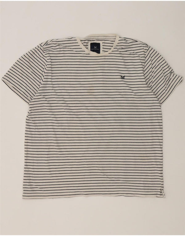 Crew Clothing Herren T-Shirt Top 2XL weiß gestreift aus Baumwolle