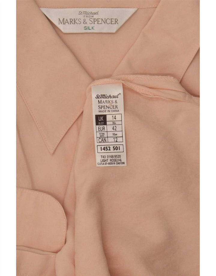 Marks & Spencer Damen St. Michael Hemdbluse UK 14 Große rosa Seide