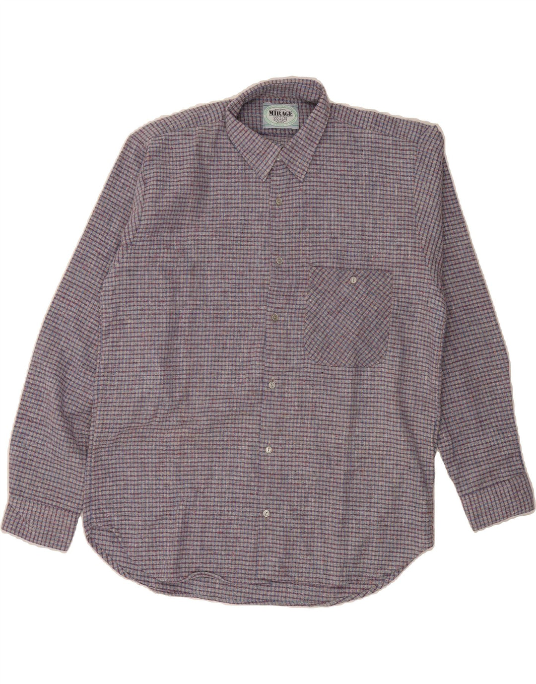 MIRAGE Mens Flannel Shirt Large Grey Check Polyester Vintage Mirage and Second-Hand Mirage from Messina Hembry 