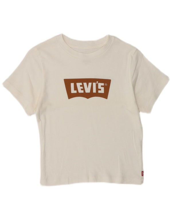 Levi's Damen Crop Graphic T-Shirt Top UK 8 Small Weiß