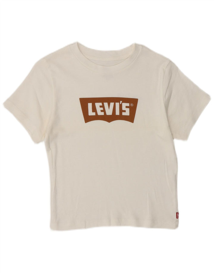 Levi's Damen Crop Graphic T-Shirt Top UK 8 Small Weiß