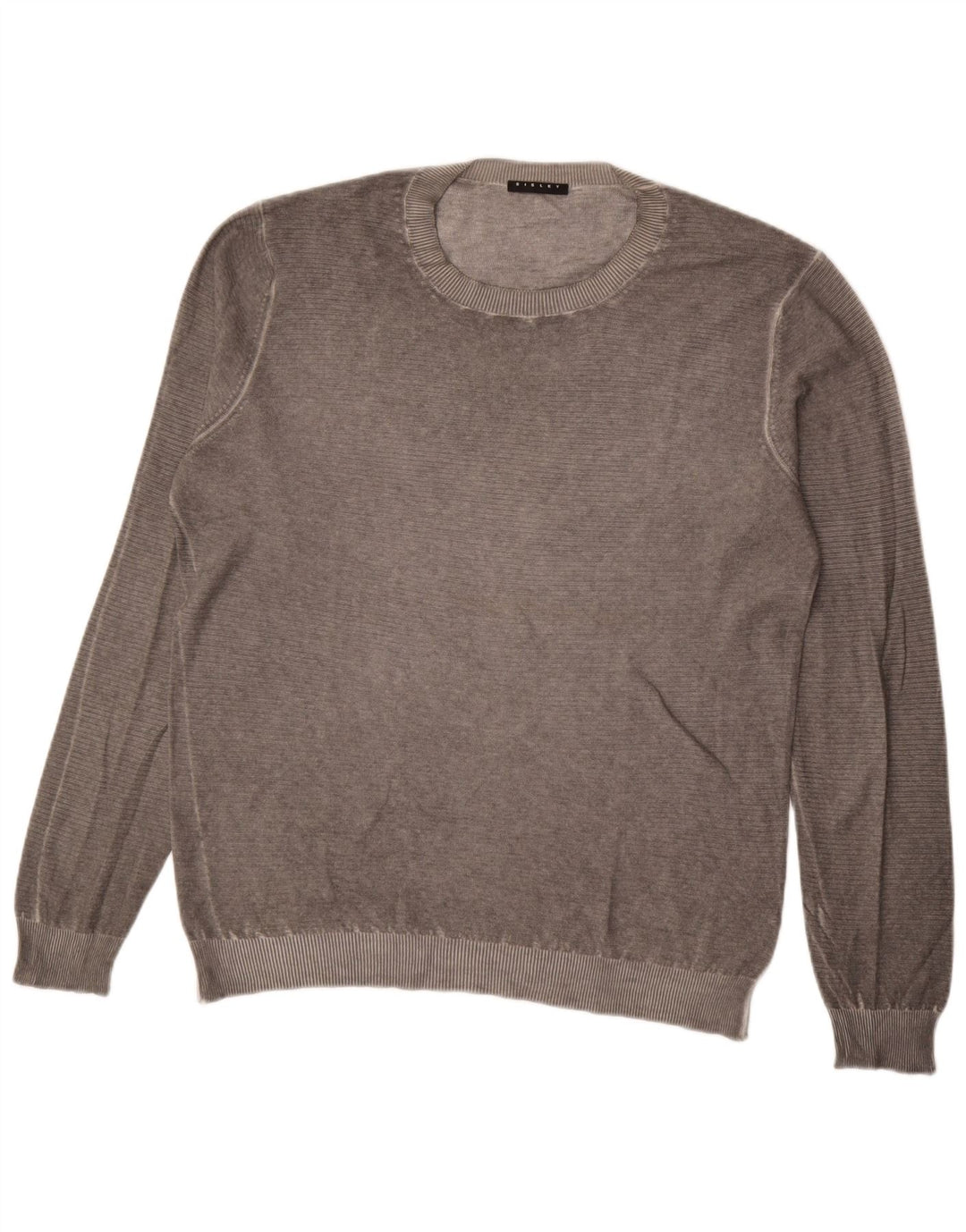 Sisley Herren-Pullover mit Rundhalsausschnitt, Größe L, Grau