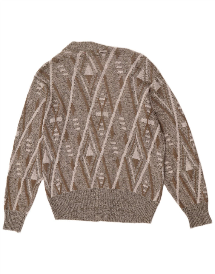 Breidhof Herren Strickjacke IT 52 Large Grau Geometrisch