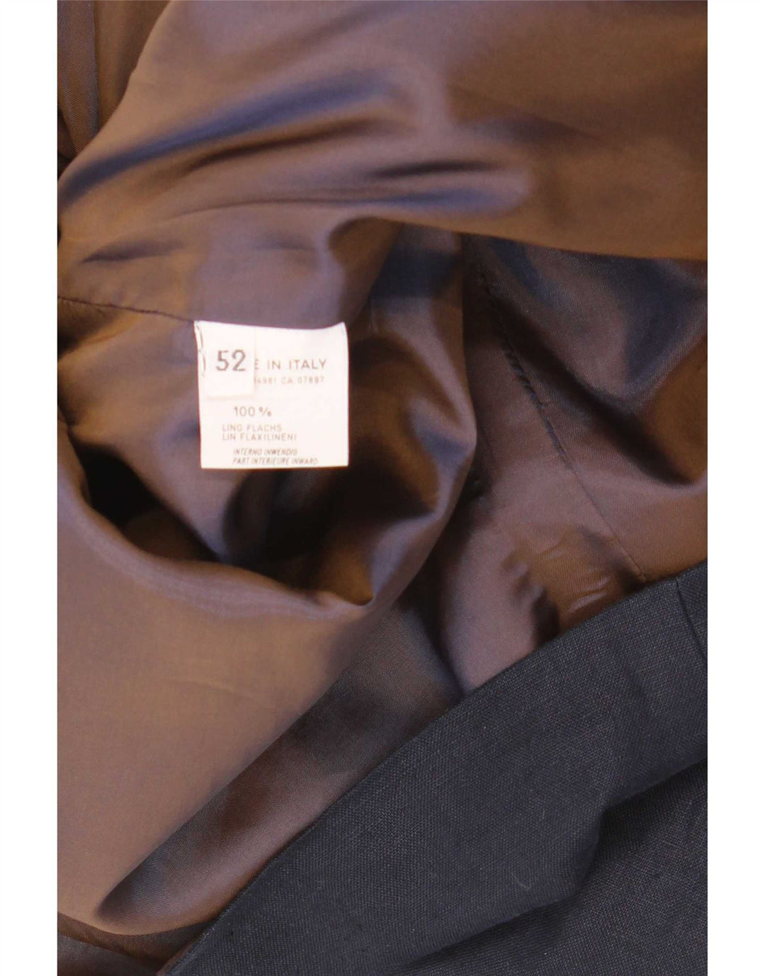 Benetton Herren Zweireihiger Blazer IT 52 XL Marineblaues Leinen