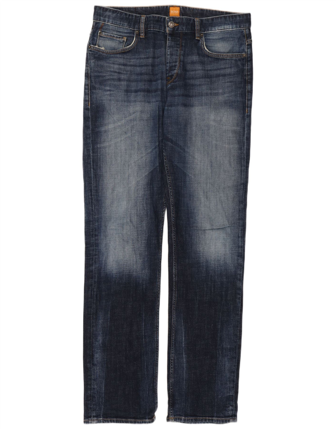 Hugo Boss Herren Straight Jeans W34 L36 Blaue Baumwolle