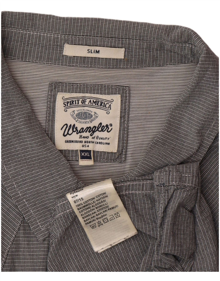 Wrangler Damen Slim-Hemd 2XL aus grau karierter Baumwolle
