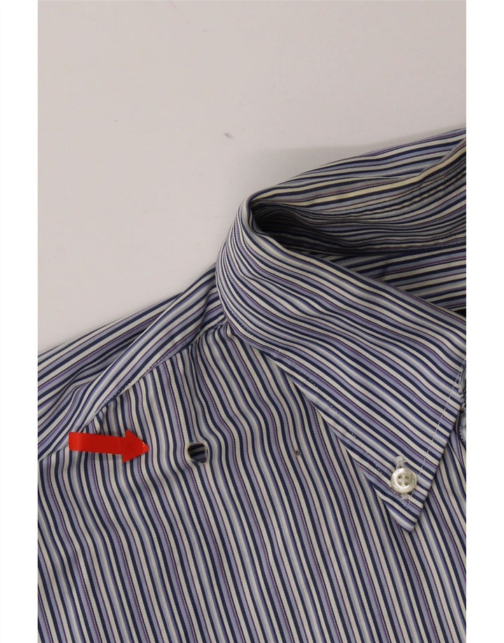 Etro Herrenhemd Größe 40 mittelblau gestreifte Baumwolle