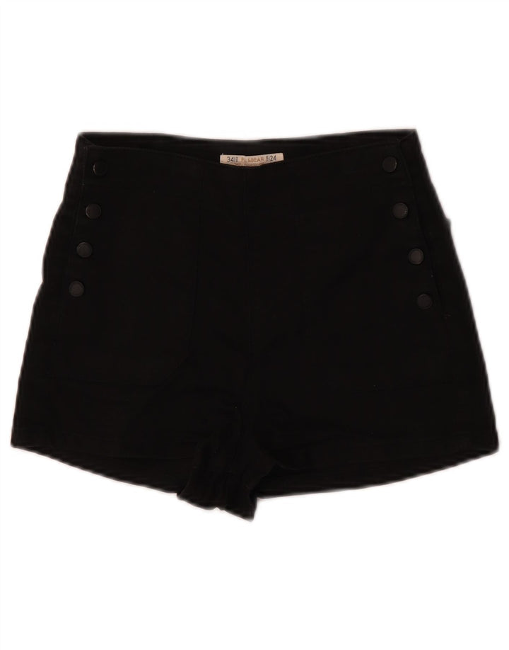 Pull & Bear Damen Hotpants EU 34 2XS W24 Schwarze Baumwolle