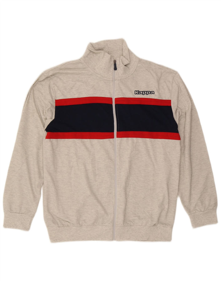 Kappa Herren-Trainingsanzugoberteil, Jacke, 2XL, graues Colourblock-Polyester