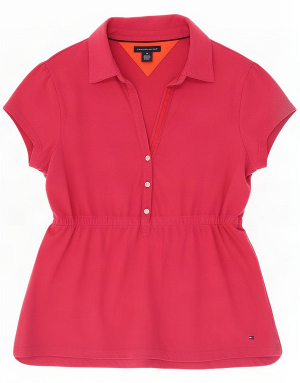 Tommy Hilfiger Damen Poloshirt UK 12 Mittelrosa Baumwolle