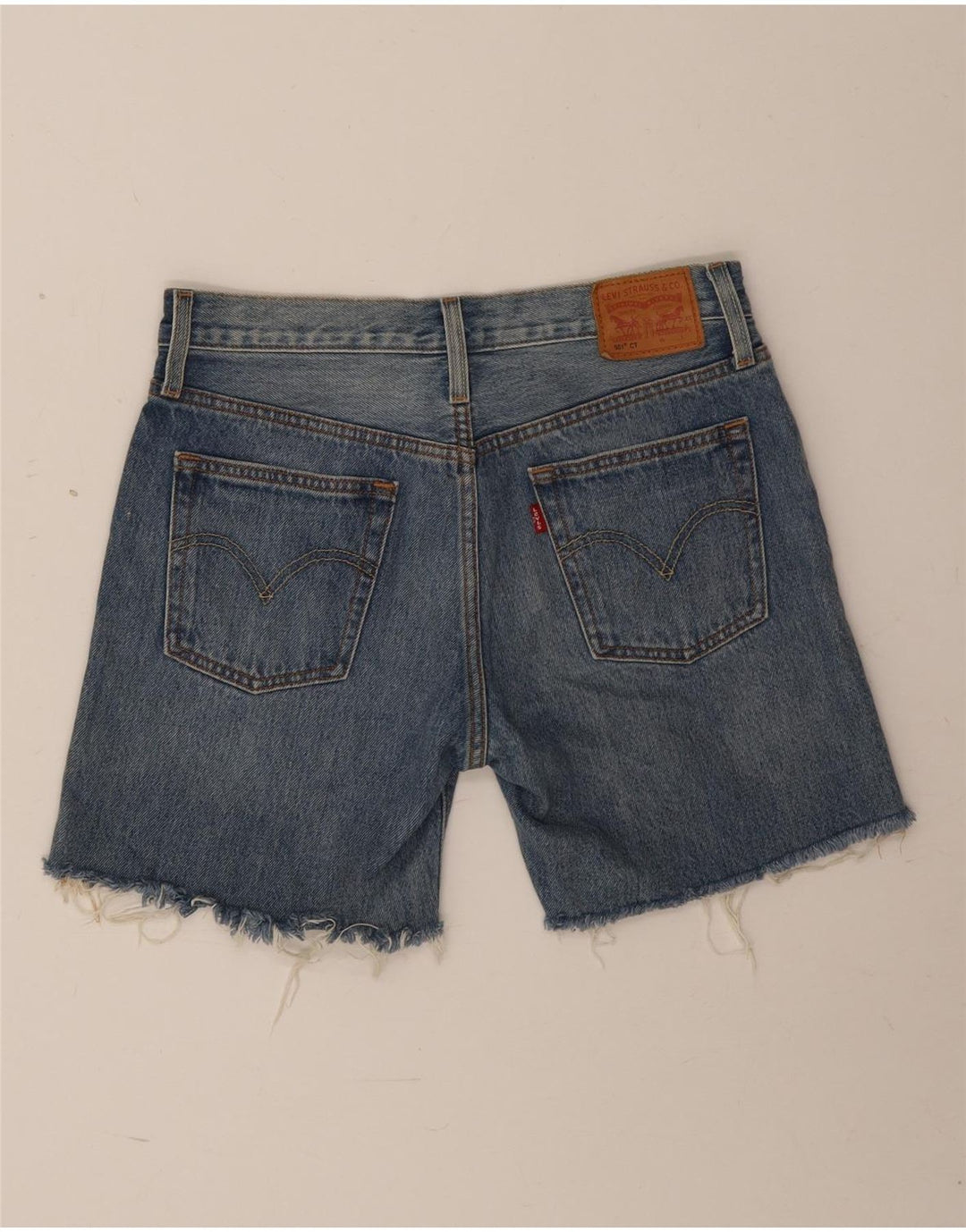 LEVI'S Damen 501 Jeansshorts W26 Small Blau gepunktete Baumwolle