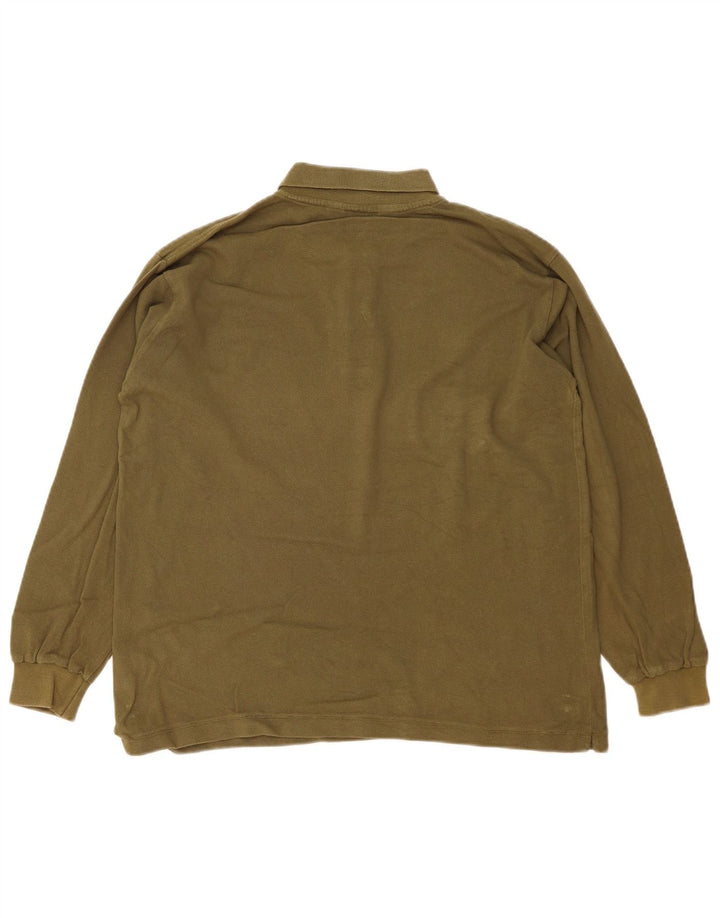 Kappa Herren-Langarm-Poloshirt aus mittlerer Khaki-Baumwolle