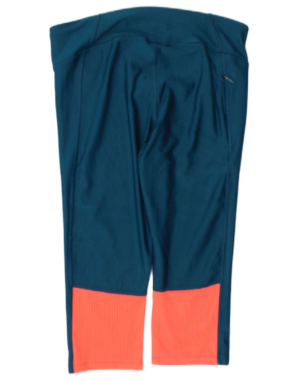 Under Armour Damen Heat Gear Capri-Leggings UK 14 Large Blue Colourblock