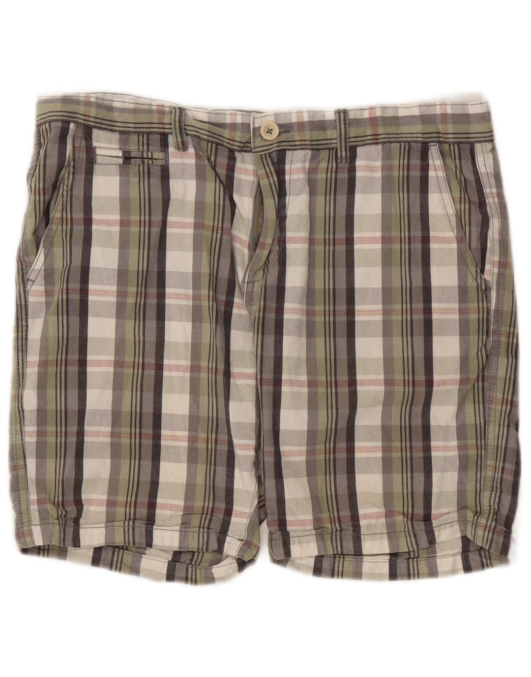 Pierre Cardin Herren-Chinoshorts mit normaler Passform, W34, groß, mehrfarbig kariert