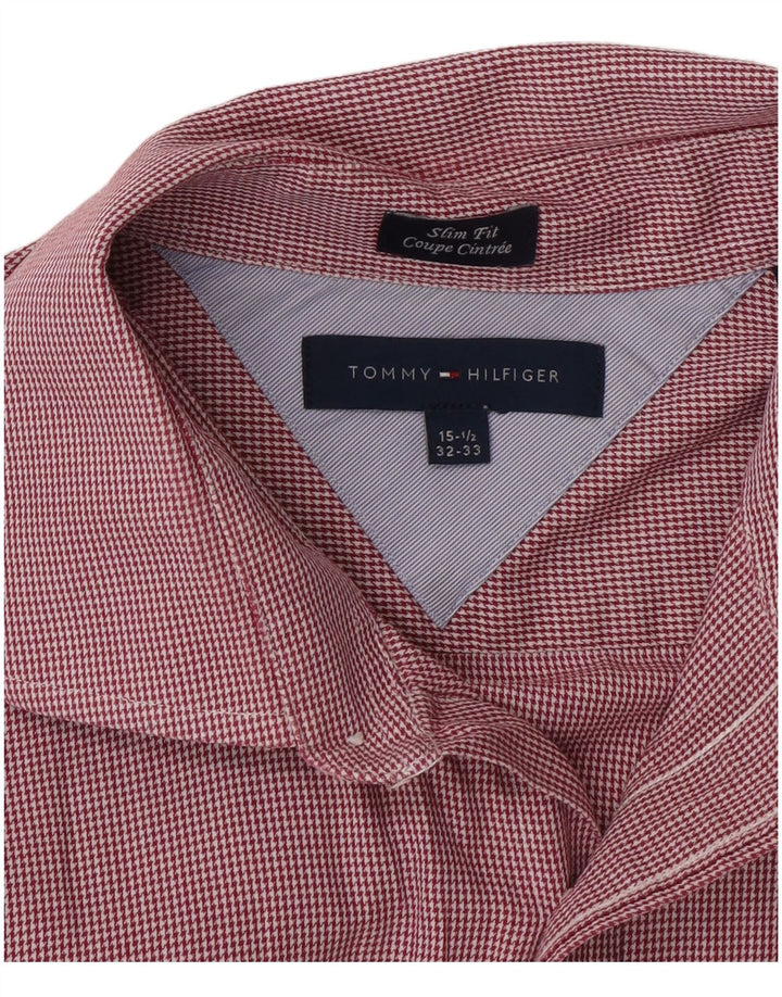 Tommy Hilfiger Herren-Slim-Fit-Hemd, Größe 15 1/2, mittelrot kariert