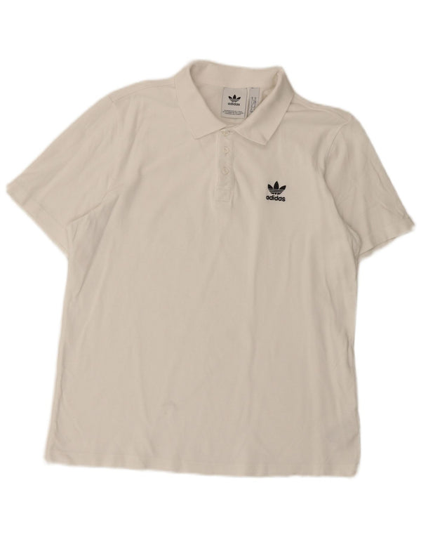 ADIDAS Mens Polo Shirt Medium White Cotton