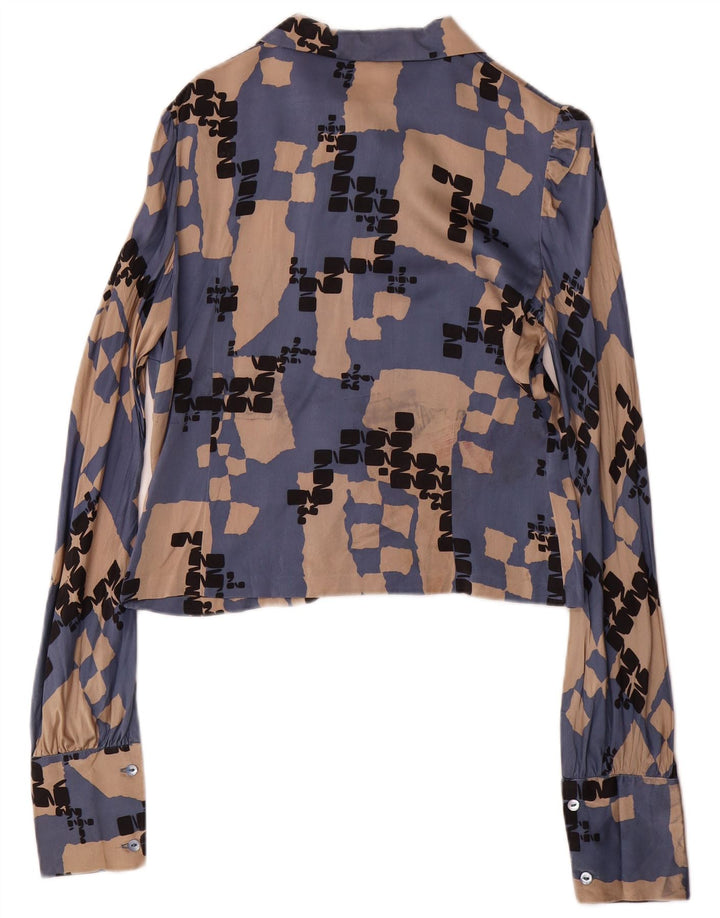 LES COPAINS Damen 2-teiliges Rockset IT 42 Medium W28 Blaue geometrische Seide