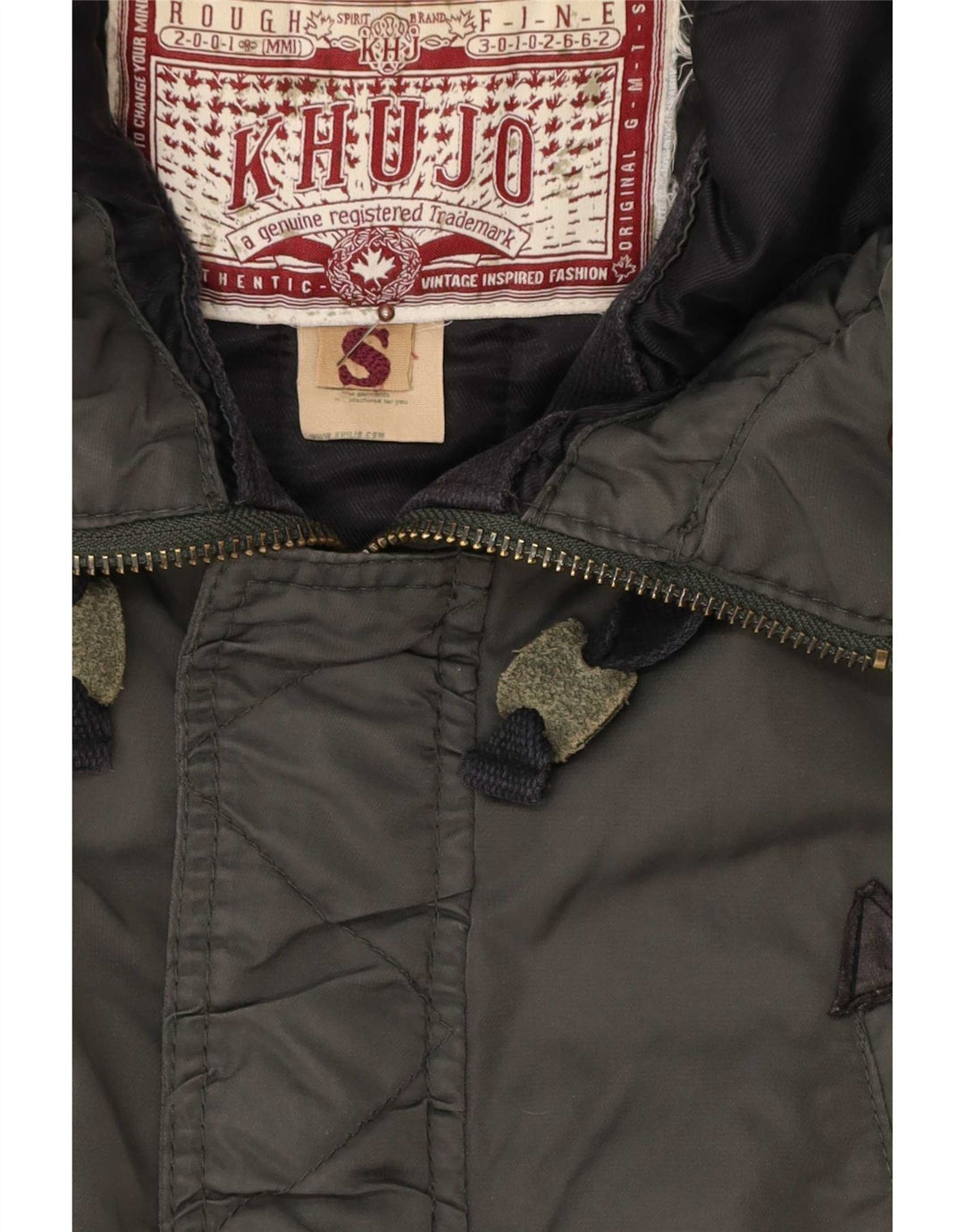 KHUJO Herren-Parka mit Kapuze, UK 36, Größe S, Grün, Polyester