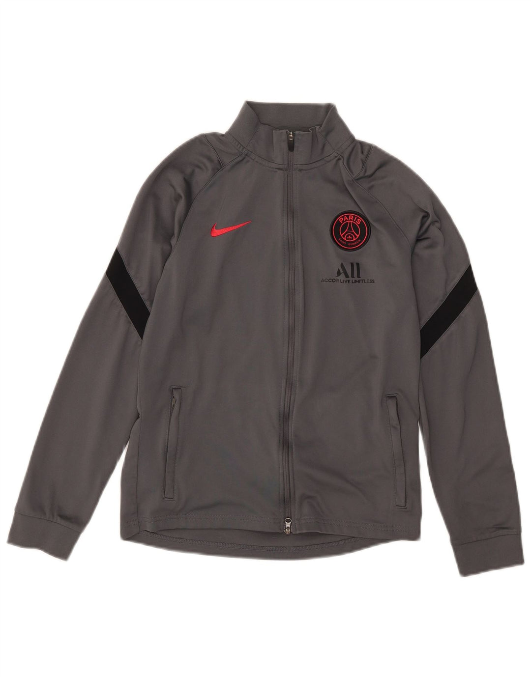 Nike Jungen Paris Saint-Germain Trainingsanzug-Oberteiljacke, 12–13 Jahre, Größe L, Grau