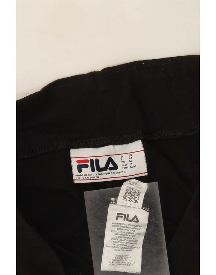Fila Womens Graphic Crop Leggings UK 12 Mittelschwarze Baumwolle