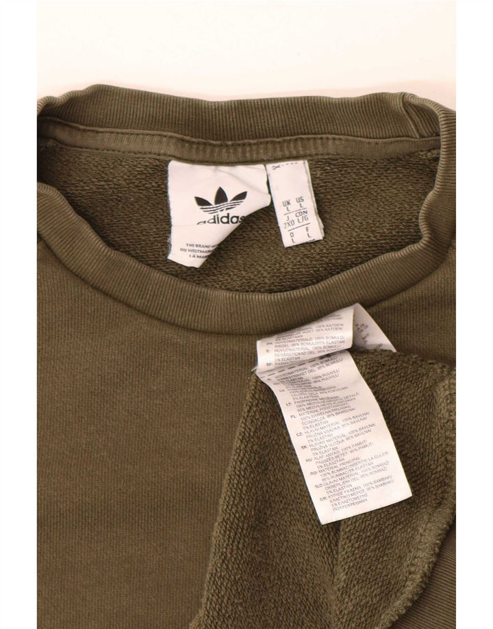 Adidas Herren Sweatshirt Pullover Large Khaki Baumwolle