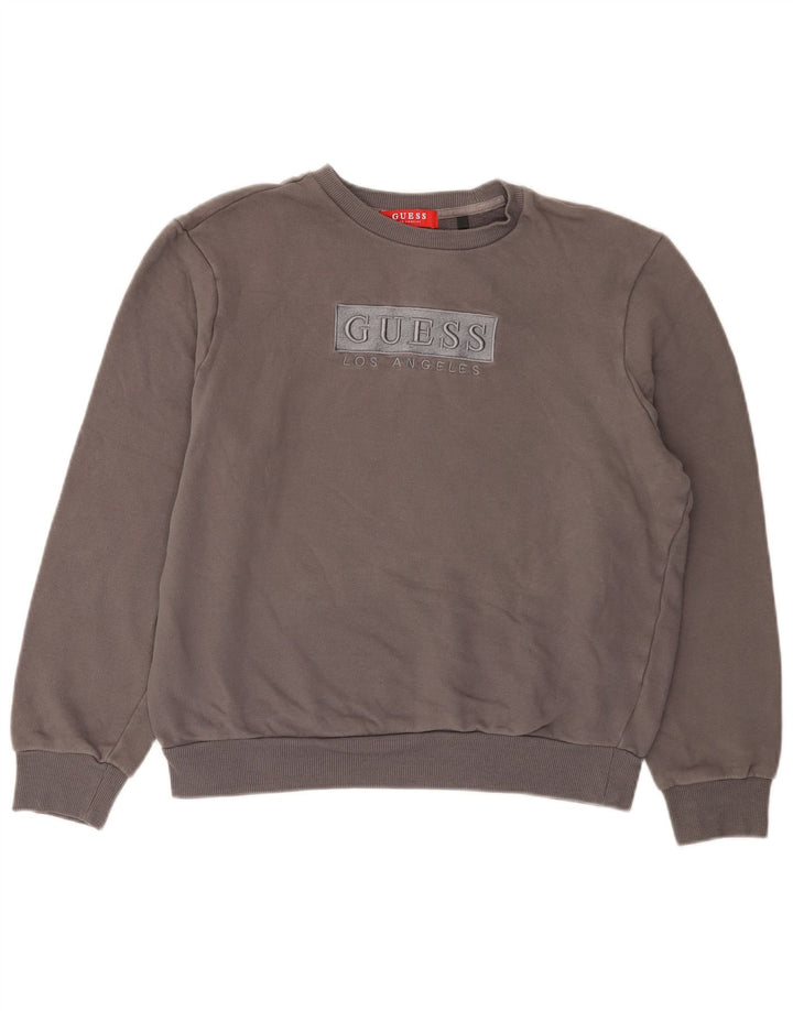Guess Damen-Sweatshirt mit Grafik-Übergröße, Größe S, Grau, Baumwolle, UK 10