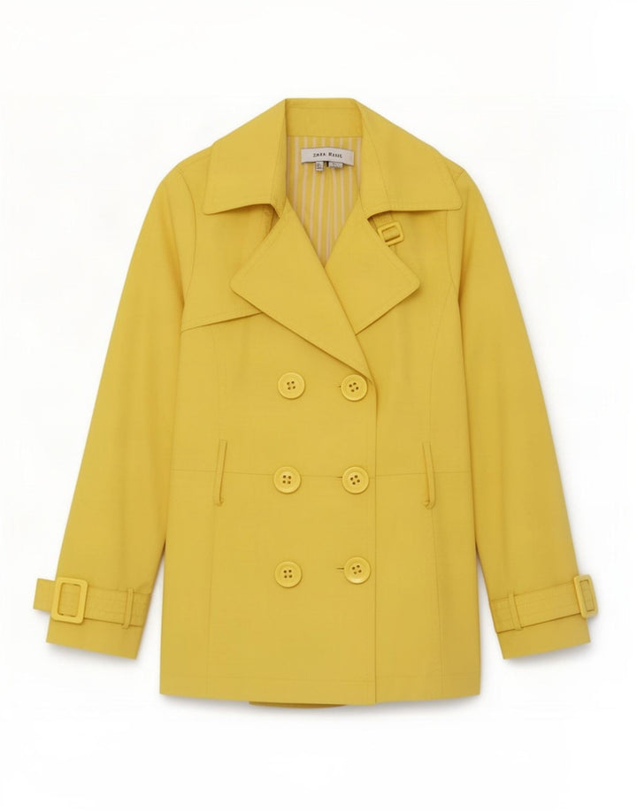 Zara Damen Trenchcoat UK 10 Small Gelb Polyester