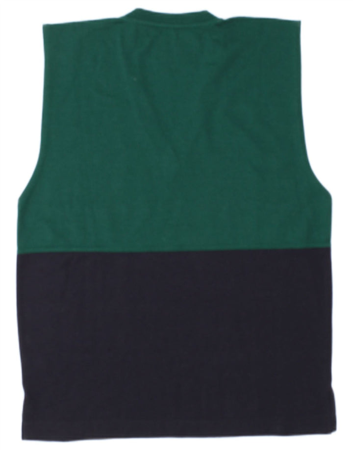 Club Voltaire Herren-Weste-Tanktop aus mittelgrüner Colourblock-Wolle