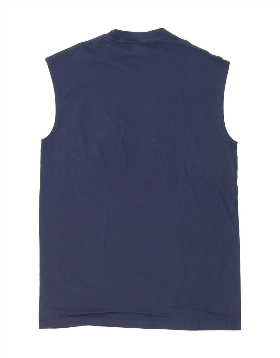 GENUINE MERCHANDISE Mens Graphic Vest Top Medium Navy Blue Cotton Vintage Genuine Merchandise and Second-Hand Genuine Merchandise from Messina Hembry 