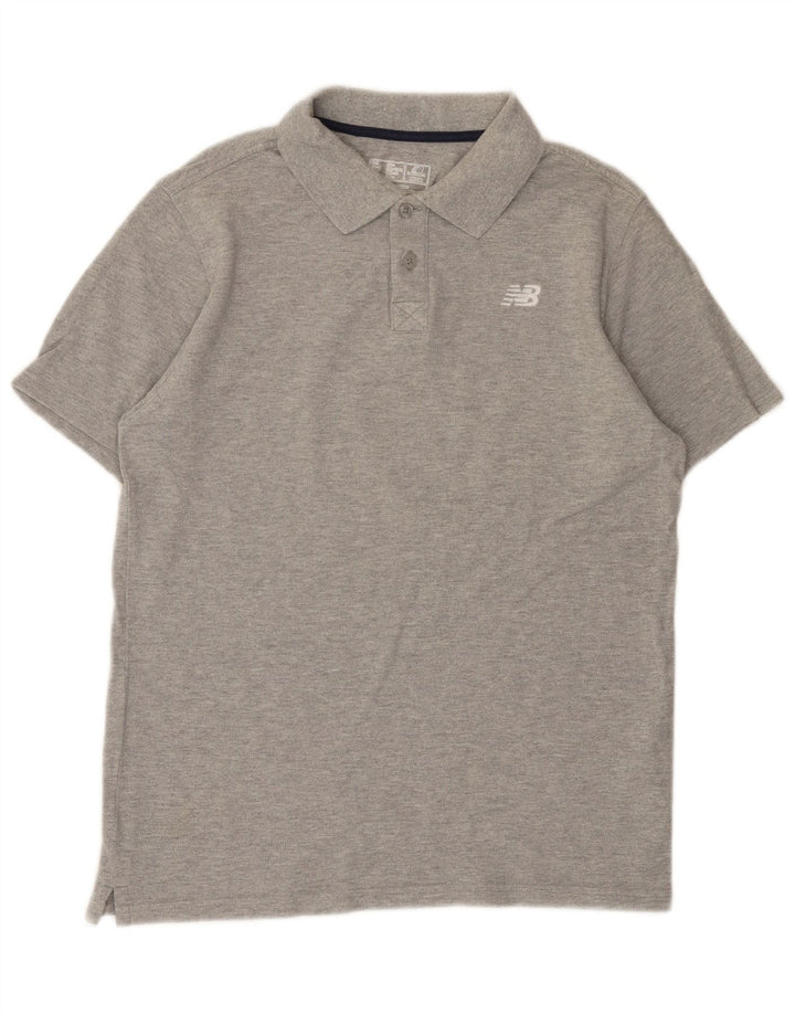 New Balance Herren-Poloshirt aus mittelgrau gefleckter Baumwolle