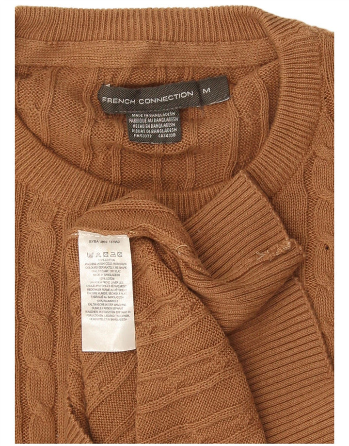 French Connection Herren-Pullover mit Rundhalsausschnitt aus mittelbrauner Baumwolle