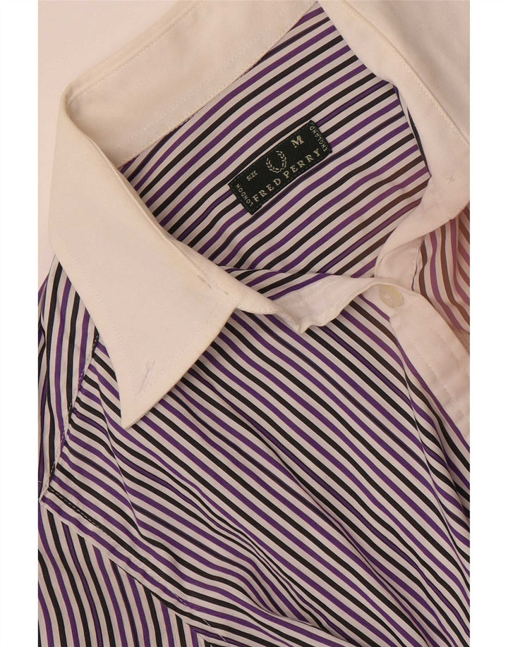 Fred Perry Damen formelles Hemd UK 12 Mittellila Nadelstreifen