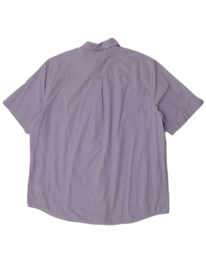 Chaps Herren Kurzarmhemd 2XL Lila Hahnentritt-Baumwolle