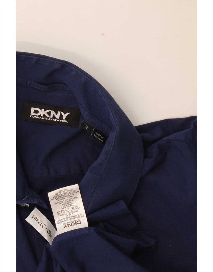 Dkny Herrenhemd, Größe 16, groß, marineblaue Baumwolle