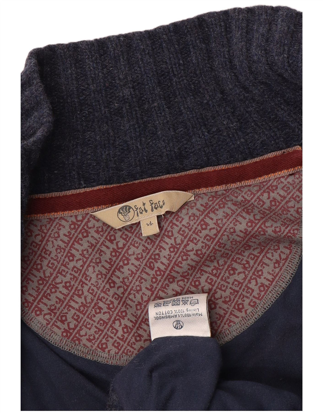 FAT FACE Damen Strickjacke UK 18 XL Marineblaue Wolle