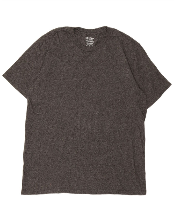 REEBOK Mens T-Shirt Top Large Grey Cotton