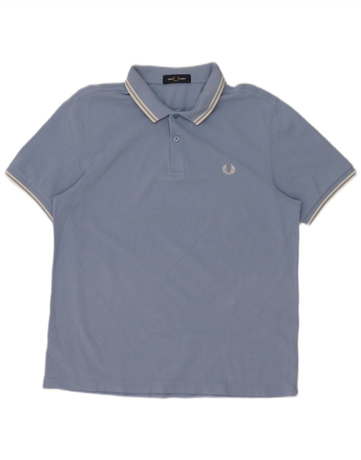 Fred Perry Herren-Poloshirt, groß, blau gestreift, Baumwolle