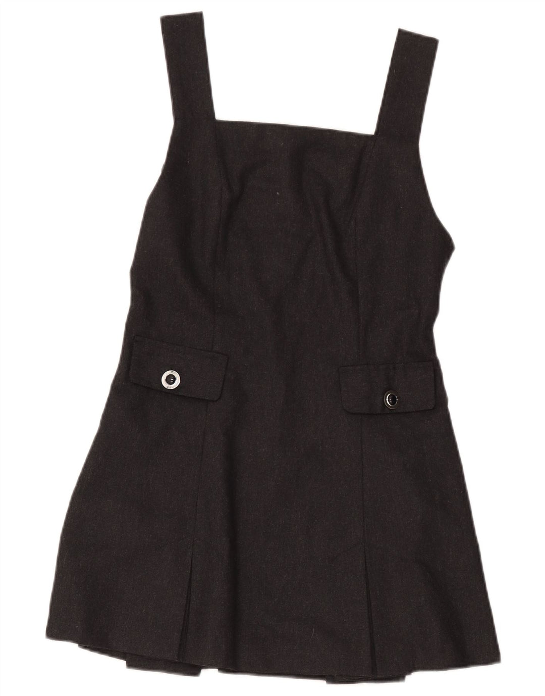Vintage Damen Mini ärmelloses A-Linien-Kleid IT 44 Mittelgraue Wolle