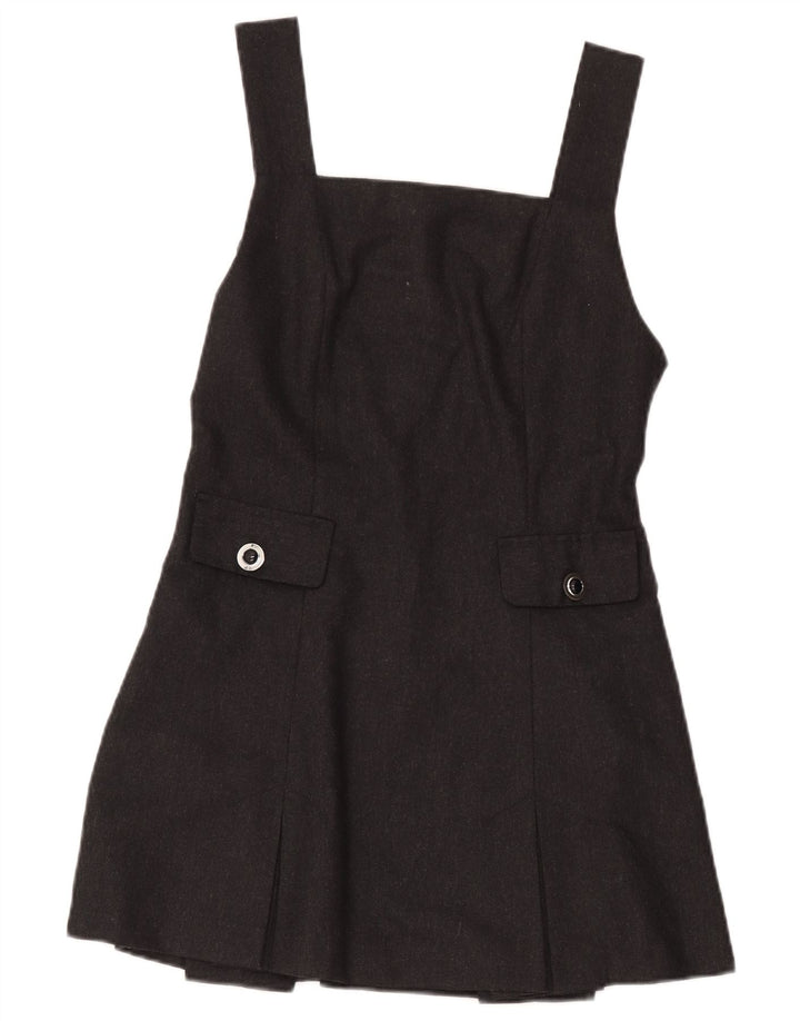 Vintage Damen Mini ärmelloses A-Linien-Kleid IT 44 Mittelgraue Wolle