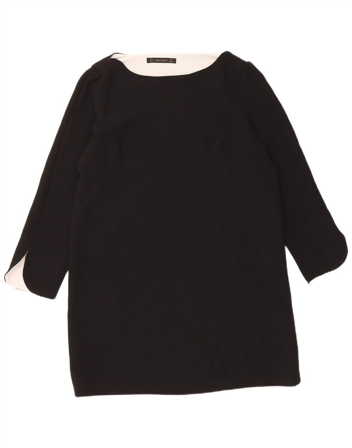 Zara Damen Langarm-Tunikakleid UK 12 Medium Schwarz Polyester