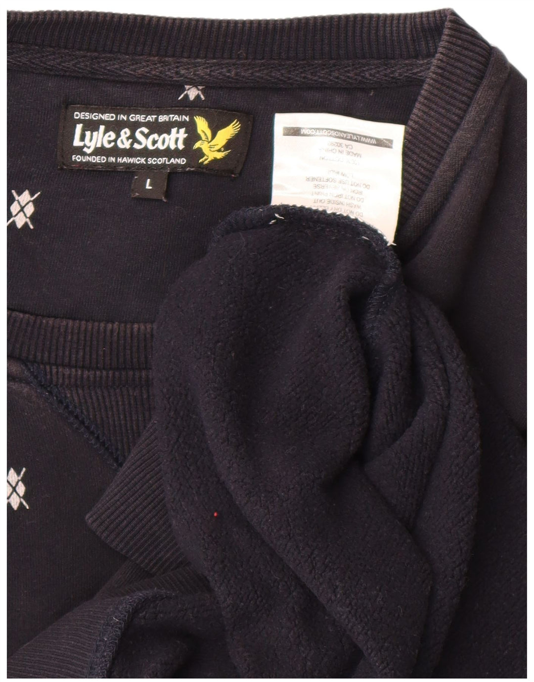 Lyle & Scott Herren-Sweatshirt-Pullover, groß, marineblau gepunktet