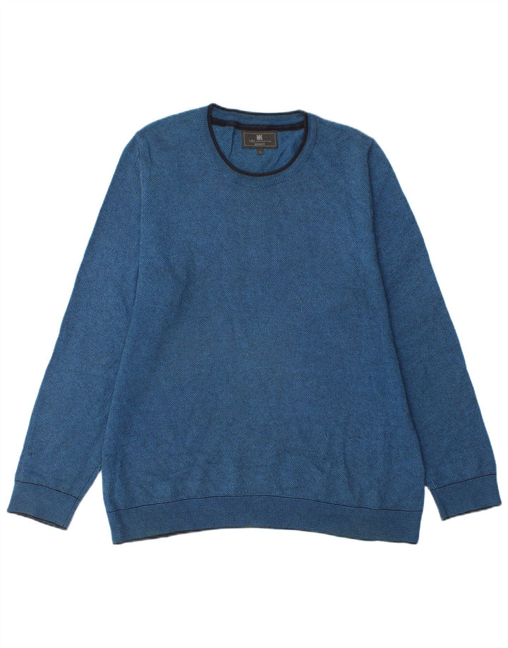 Marks & Spencer Herren-Pullover mit maßgeschneiderter Passform und Rundhalsausschnitt, Größe L, Blau